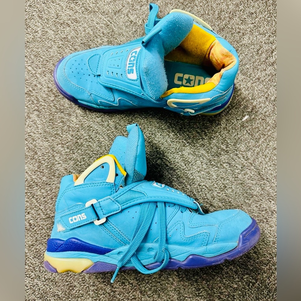 CONS CONVERSE AEROJAM Larry Johnson Hornets Basketball Shoe Size 7 Blue